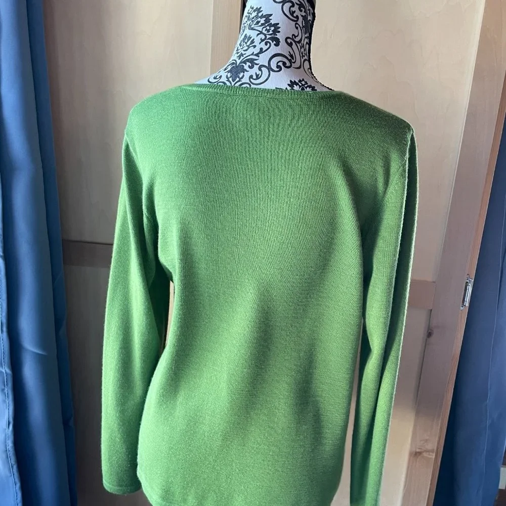 Ann Taylor Merino-blend Green Sweater, Size L - Picture 4 of 5
